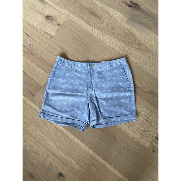 Le Tigre Womens Blue Chambray Starfish Linen Blend Shorts NWT Size 10 - Picture 1 of 9